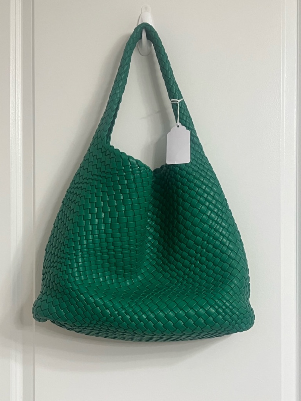 NWT Green Woven Shoulder Tote Bag